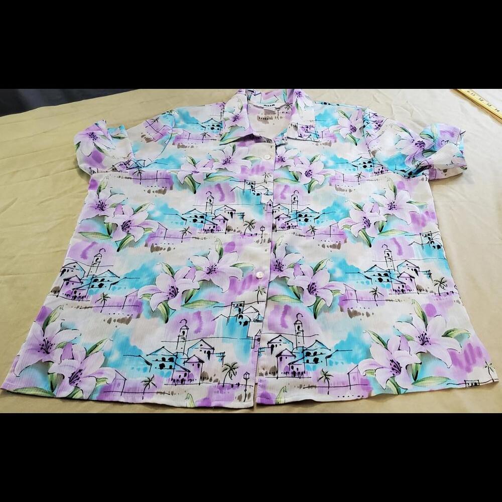 Stunning Alia Women's Floral Button-Up Shirt Size 18W